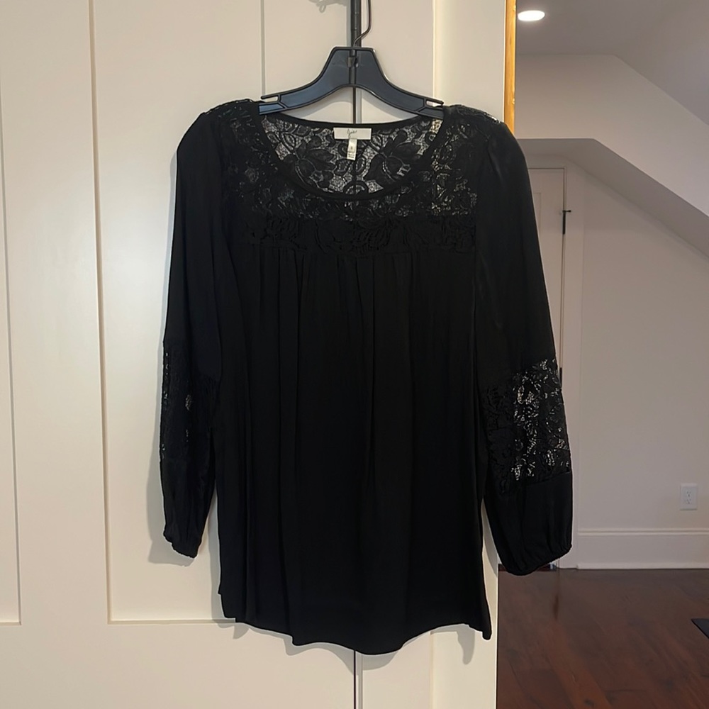 Joie Black blouse with lace detail - Small